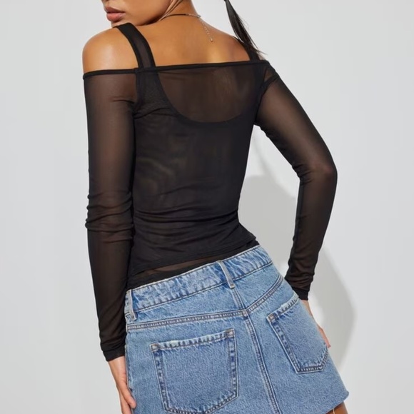 Garage Black Layered Mesh Top - Size S - Picture 2 of 4